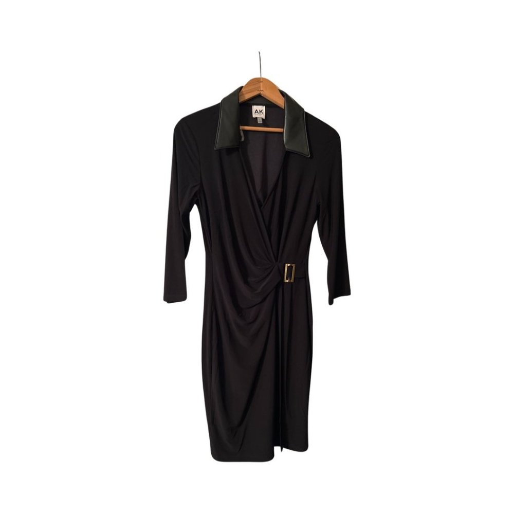 NWT Anne Klein Wrap Dress with Faux Leather Collar  Sizes 6 & 8